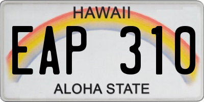 HI license plate EAP310