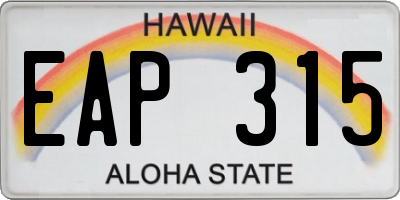 HI license plate EAP315