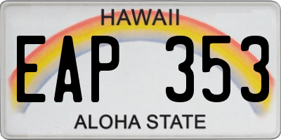 HI license plate EAP353