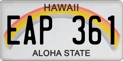 HI license plate EAP361