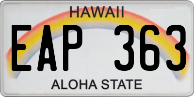 HI license plate EAP363