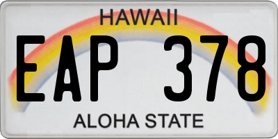 HI license plate EAP378