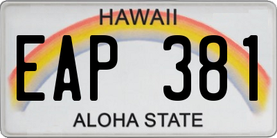 HI license plate EAP381