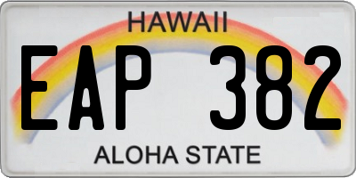 HI license plate EAP382