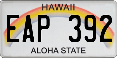 HI license plate EAP392