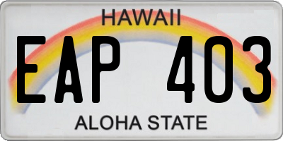HI license plate EAP403