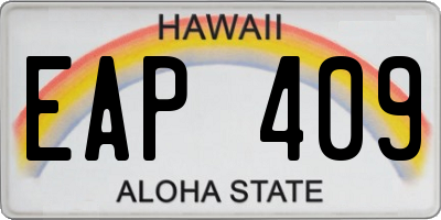 HI license plate EAP409