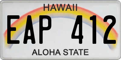 HI license plate EAP412
