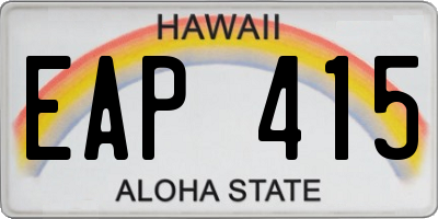 HI license plate EAP415
