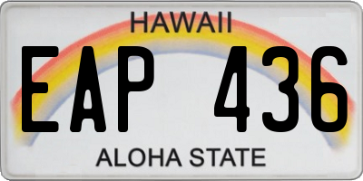 HI license plate EAP436
