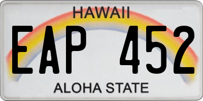 HI license plate EAP452