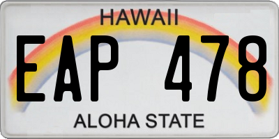 HI license plate EAP478