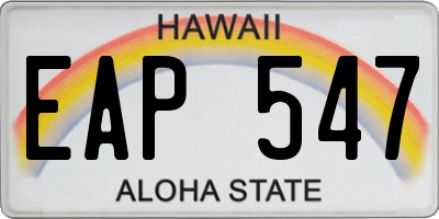 HI license plate EAP547