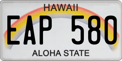 HI license plate EAP580