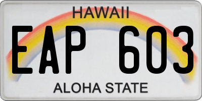 HI license plate EAP603