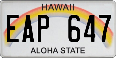 HI license plate EAP647
