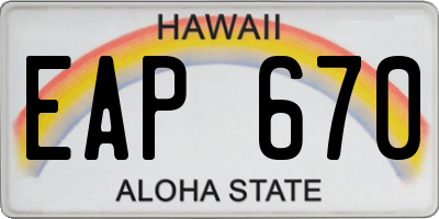 HI license plate EAP670