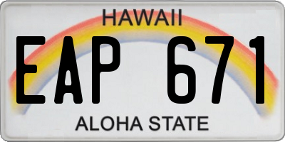 HI license plate EAP671