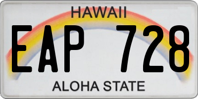 HI license plate EAP728