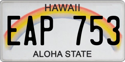 HI license plate EAP753