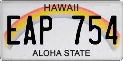 HI license plate EAP754