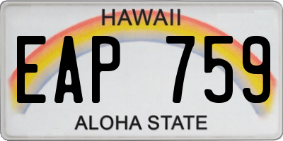 HI license plate EAP759