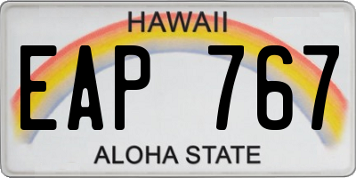 HI license plate EAP767