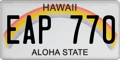 HI license plate EAP770