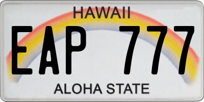 HI license plate EAP777