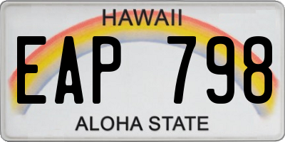 HI license plate EAP798