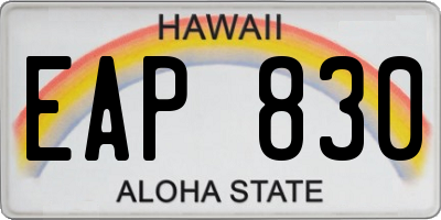HI license plate EAP830