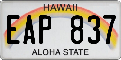 HI license plate EAP837