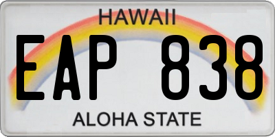 HI license plate EAP838