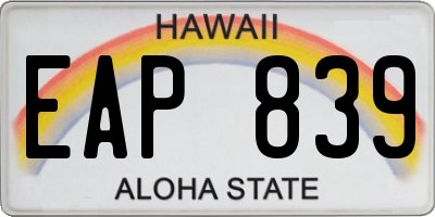 HI license plate EAP839