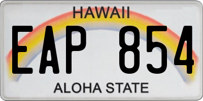 HI license plate EAP854