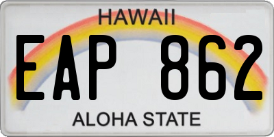 HI license plate EAP862