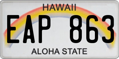 HI license plate EAP863