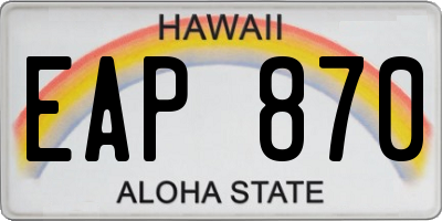HI license plate EAP870