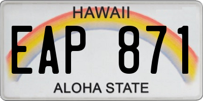 HI license plate EAP871