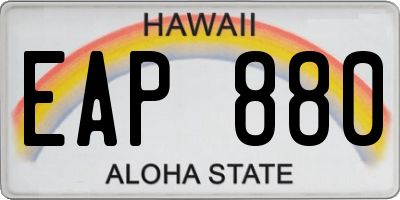 HI license plate EAP880
