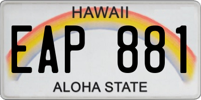 HI license plate EAP881