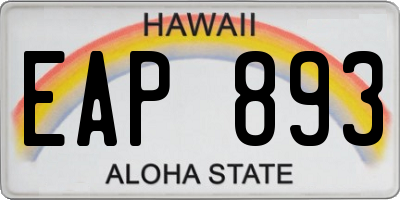 HI license plate EAP893