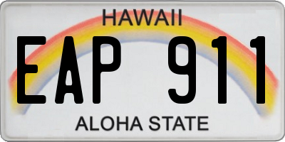 HI license plate EAP911