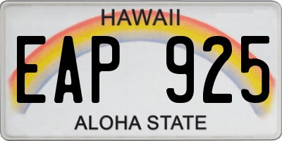 HI license plate EAP925