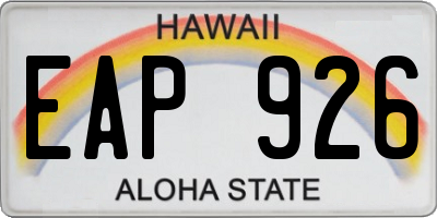 HI license plate EAP926