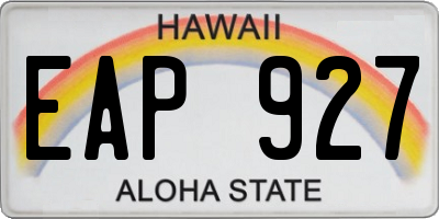 HI license plate EAP927