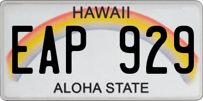 HI license plate EAP929