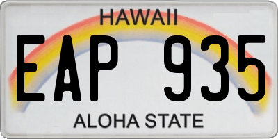 HI license plate EAP935