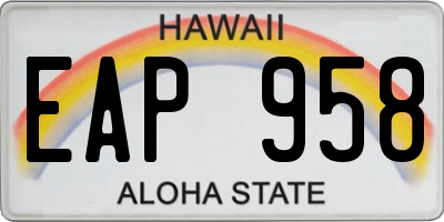 HI license plate EAP958