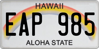 HI license plate EAP985